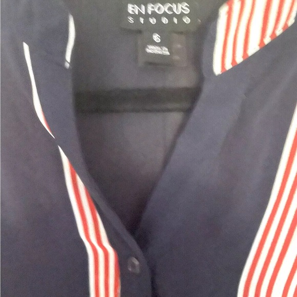 EN FOCUS STUDIO dress. Women’s size 6 striped lined soft sheer shell - Picture 8 of 9